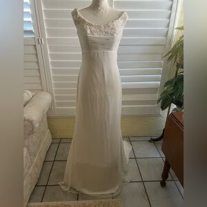 Vintage Ivory St. Patrick Wedding Gown Gossamer Fabric Chapel Train. NWT. Sz 8